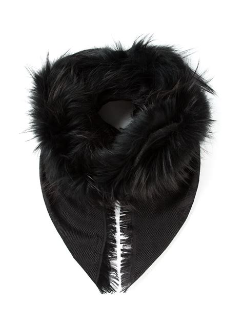 black wool gucci scarf|Gucci scarf with fur trim.